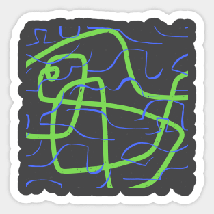 Blue and Green Loose lines floating Sticker